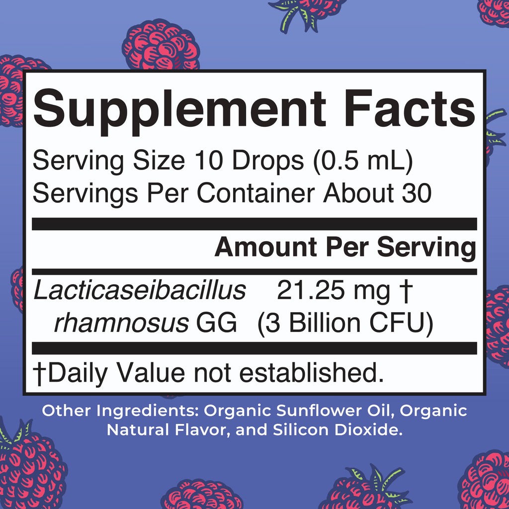 Organic Teen Precision Probiotic Digestive Liquid Drops 0.5oz Raspberry Supplement Facts