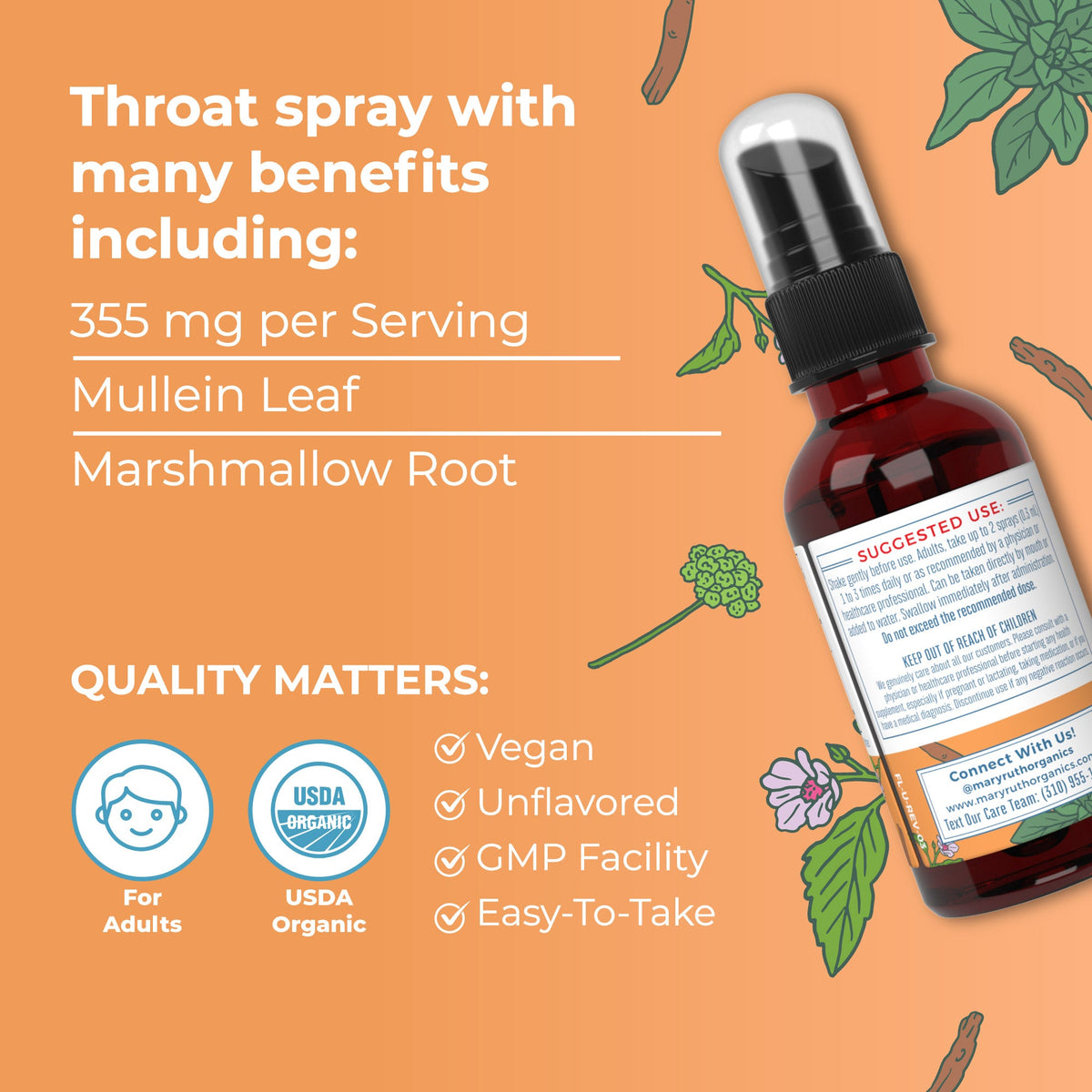 Organic Throat Spray 1oz Unflavored Great Flavor Better Benefits