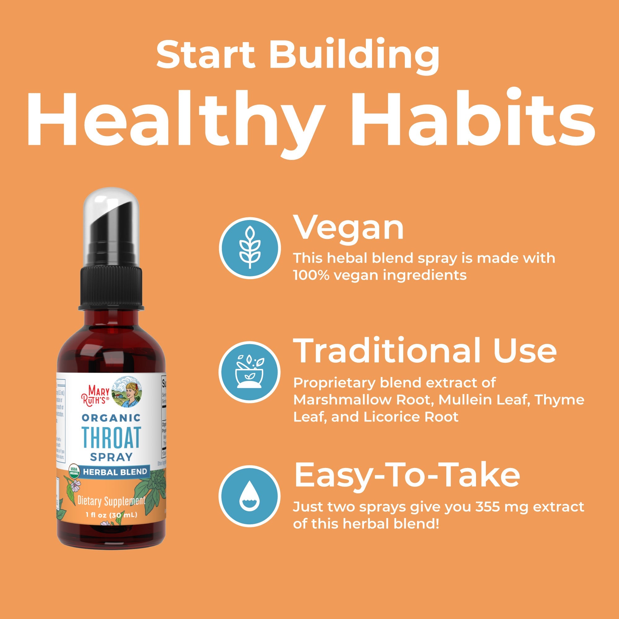 Organic Throat Spray 1oz Unflavored Healthy Habits