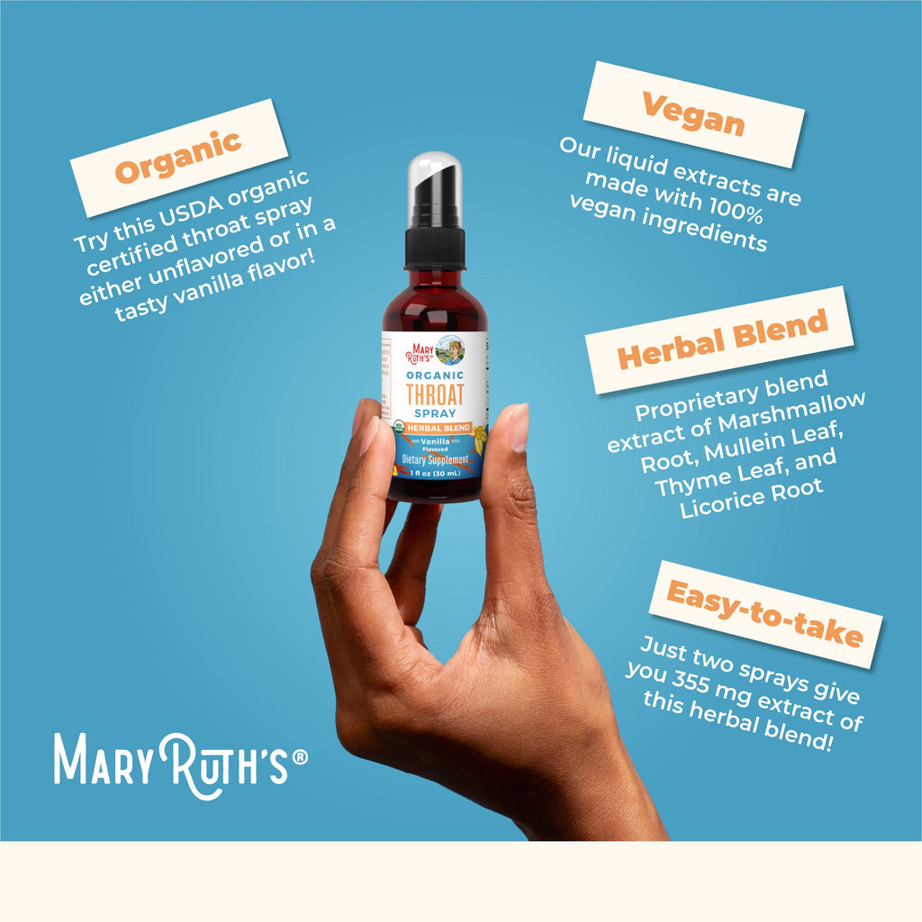 Organic Throat Spray 1oz Vanilla Easy To Take