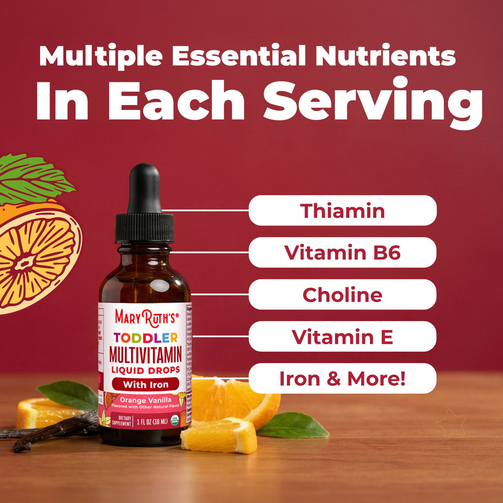 Organic Toddler Multivitamin Liquid Drops With Iron 1oz Orange Vanilla Ingredients