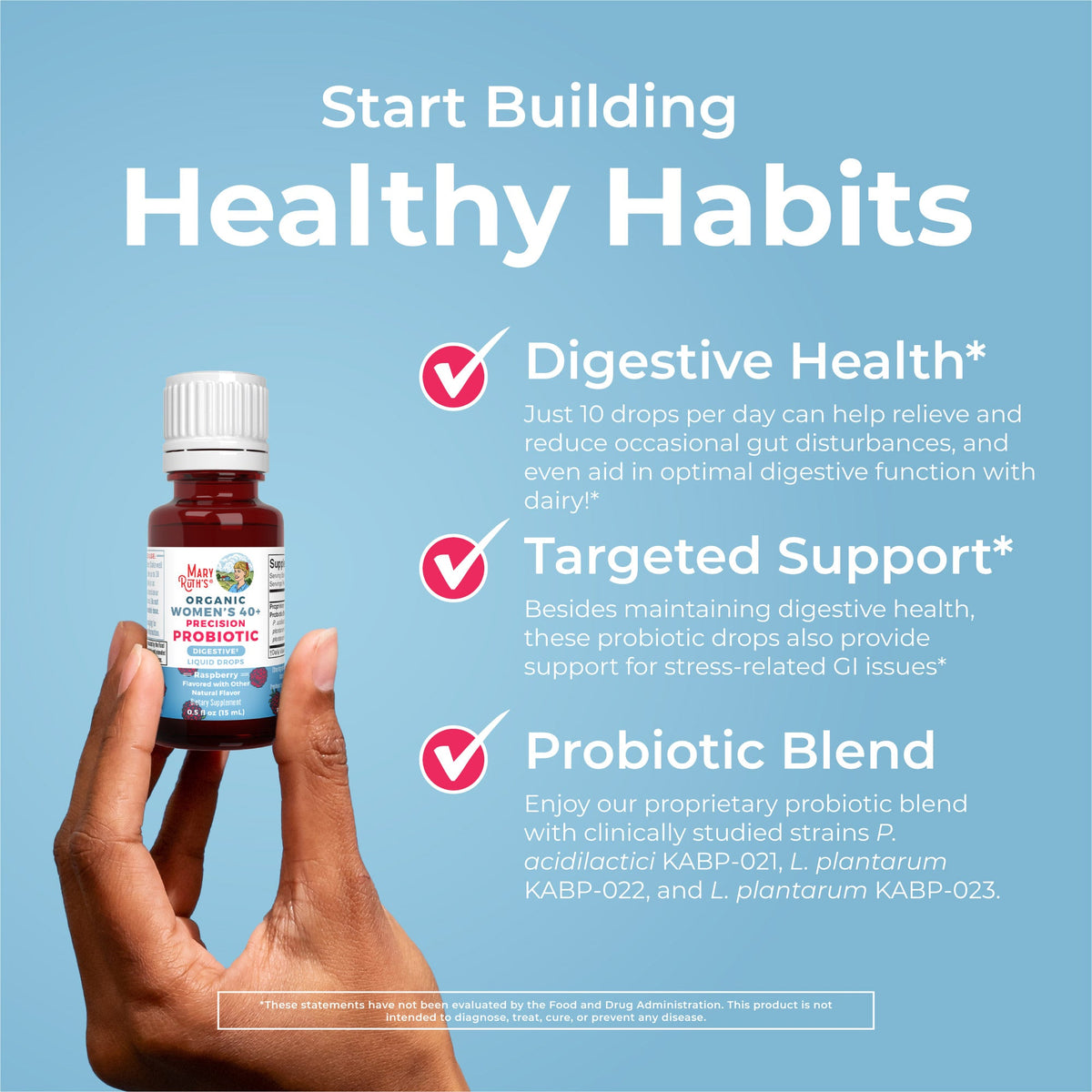Organic Womens 40+ Precision Probiotic Digestive Liquid Drops 0.5oz Raspberry Healthy Habits