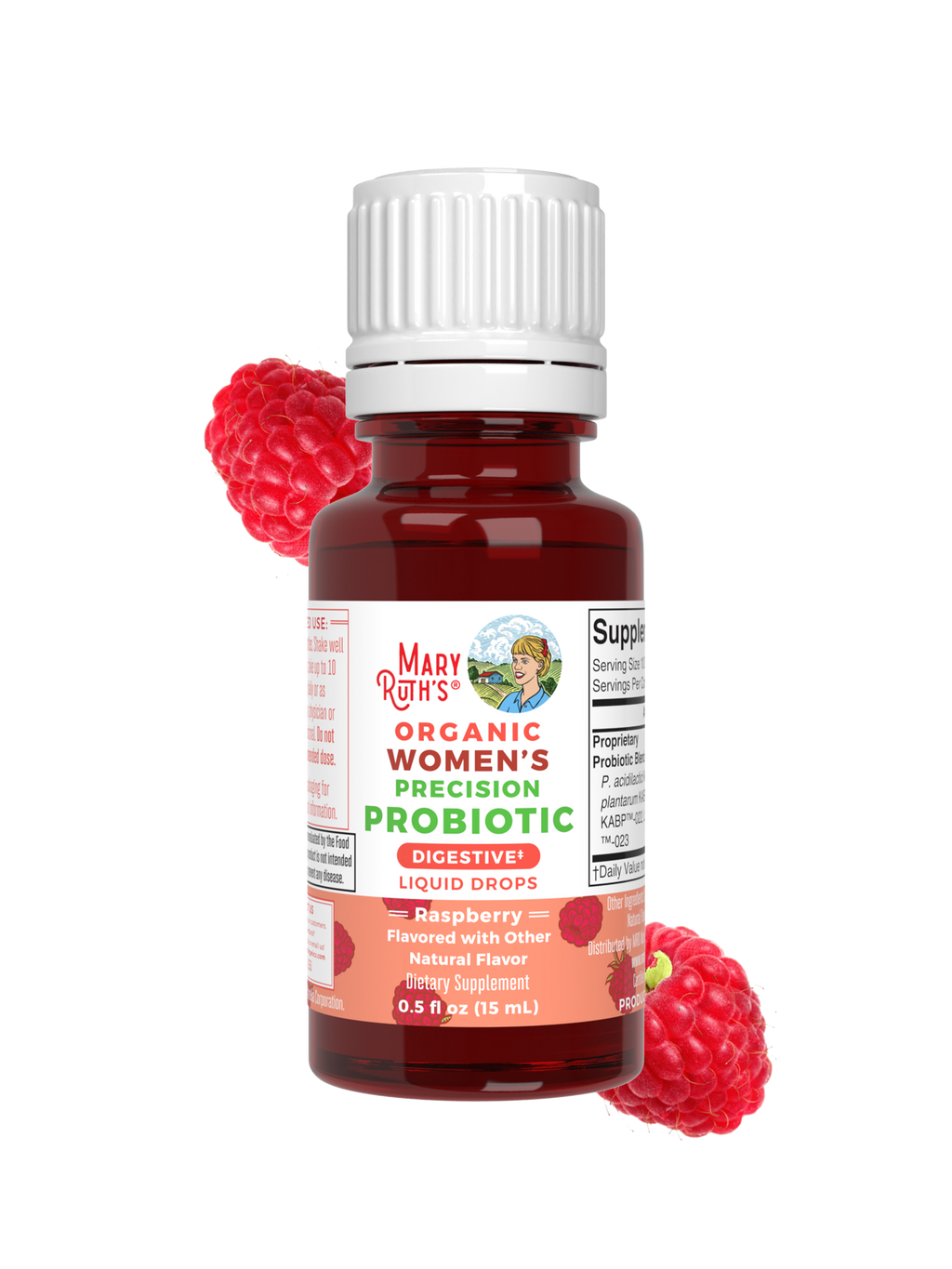 Organic Women's Precision Probiotic Digestive Liquid Drops 0.5oz Raspberry