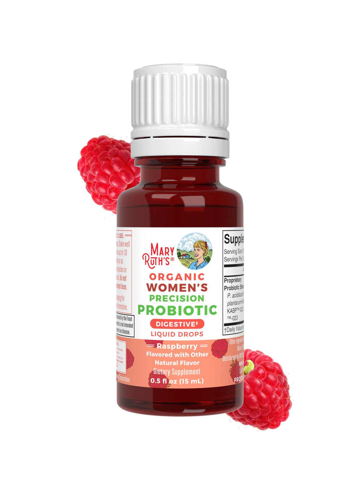 Organic Women's Precision Probiotic Digestive Liquid Drops 0.5oz Raspberry