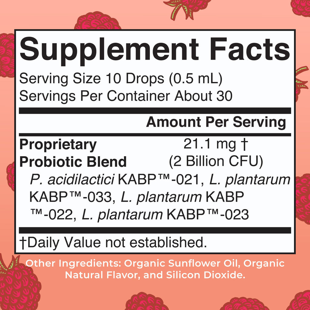 Organic Women's Precision Probiotic Digestive Liquid Drops 0.5oz Raspberry Supplement Facts