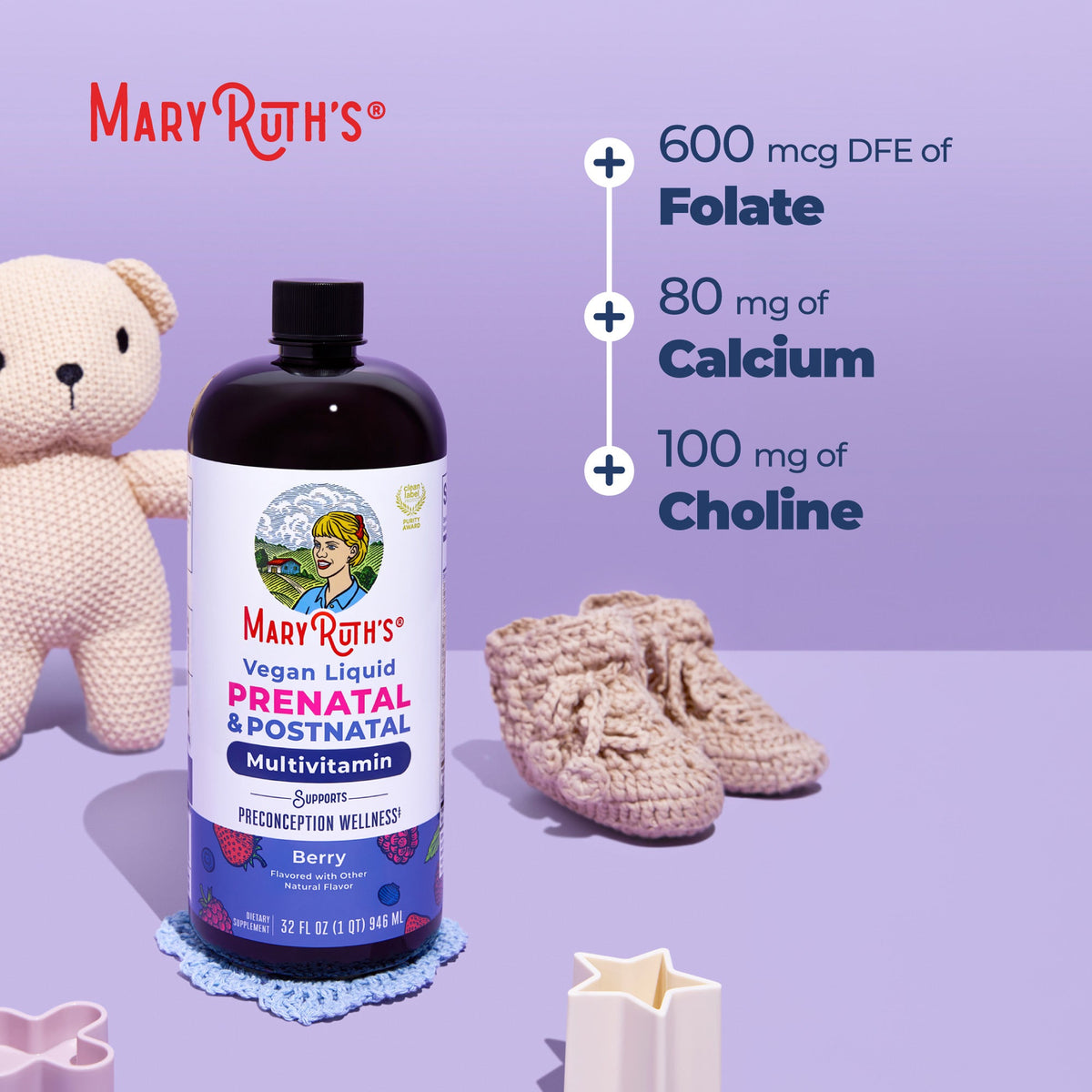 Prenatal & Postnatal Liquid Multivitamin 32oz Berry Benefits