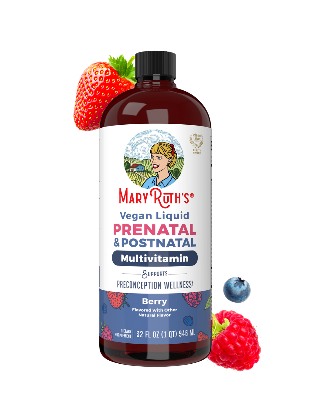 Prenatal & Postnatal Liquid Multivitamin 32oz Berry