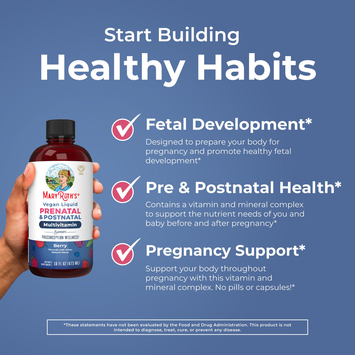 Prenatal & Postnatal Liquid Multivitamin Berry 16oz Healthy Habits