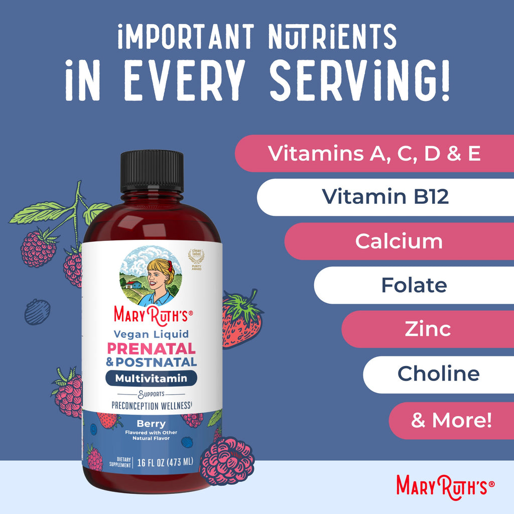 Prenatal & Postnatal Liquid Multivitamin Berry 16oz Ingredients