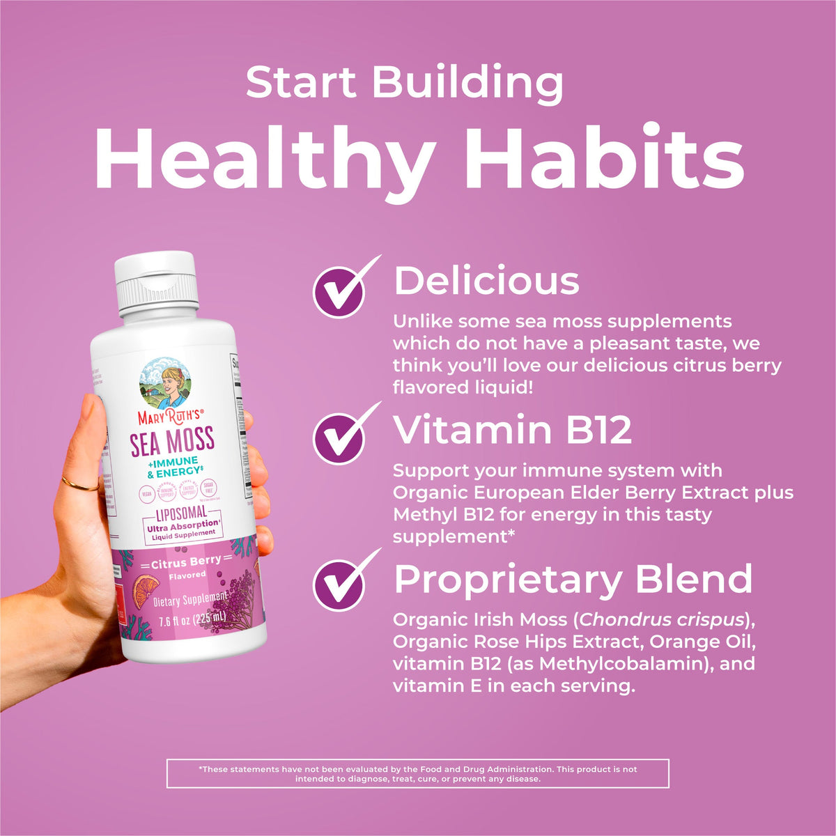 Sea Moss Immune Energy Liposomal 7oz Citrus Berry Healthy Habits