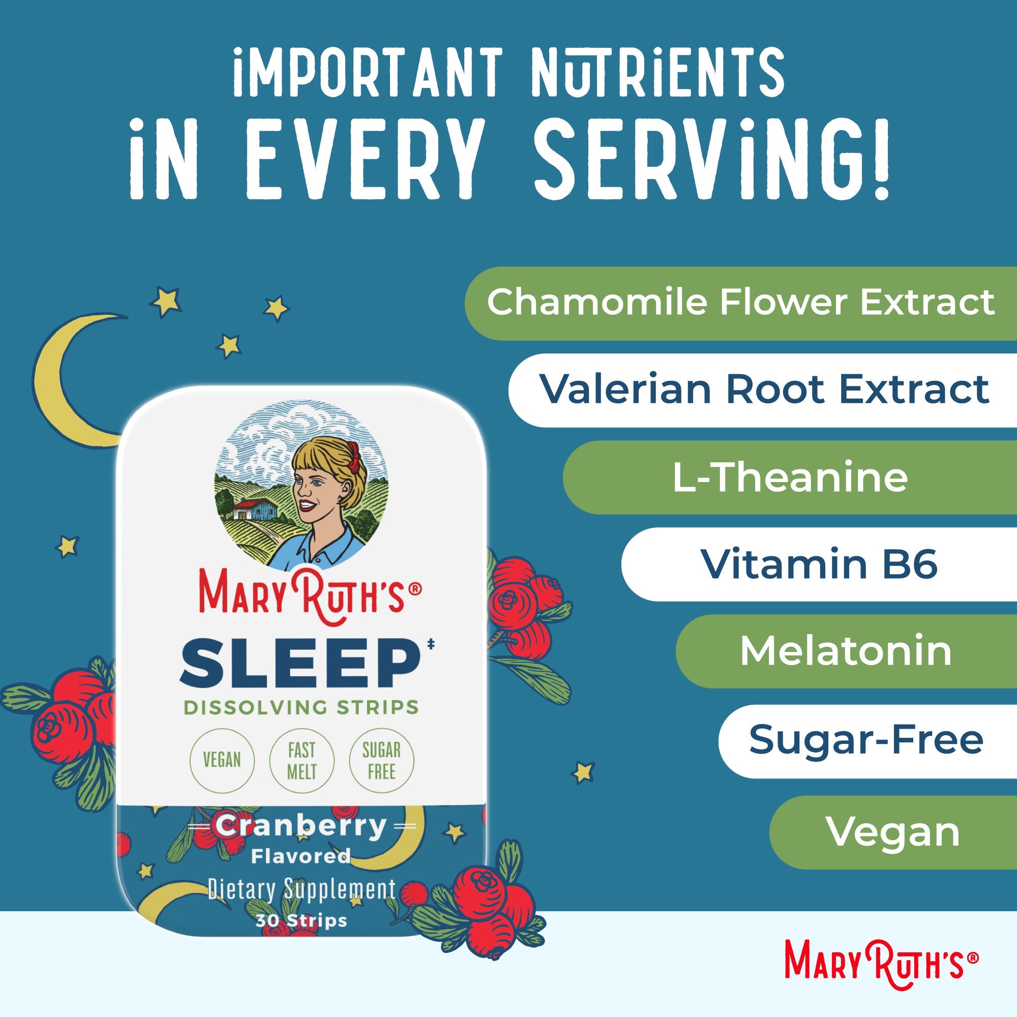 Sleep Dissolving Strips Cranberry Ingredients