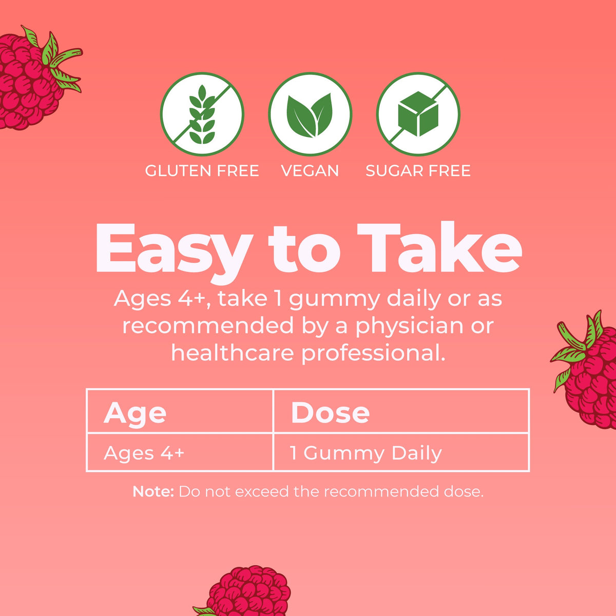 Sugar-Free D3 + B12 Gummies 60CT Raspberry Easy To Take