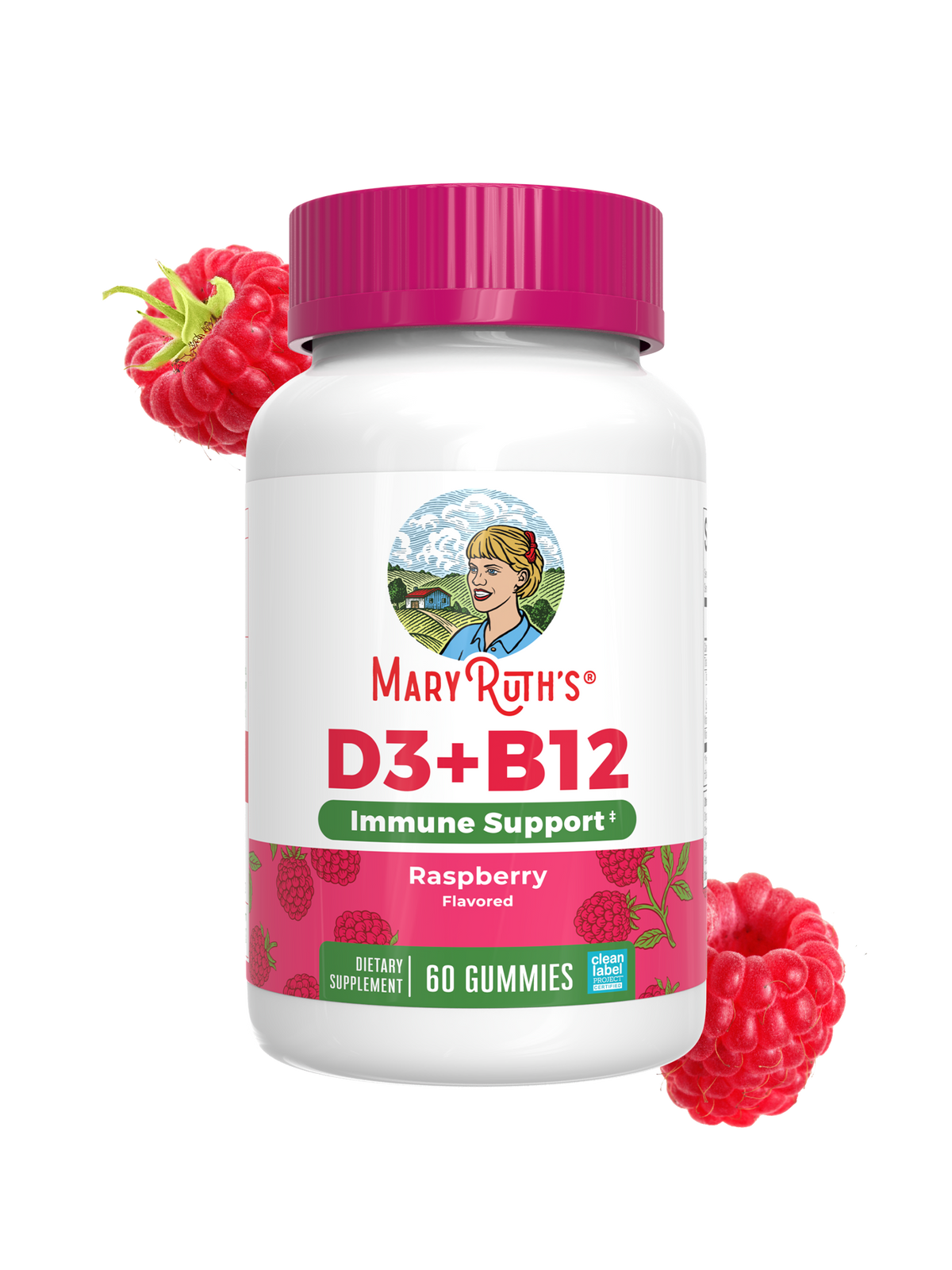 Sugar-Free D3 + B12 Gummies 60ct Raspberry 