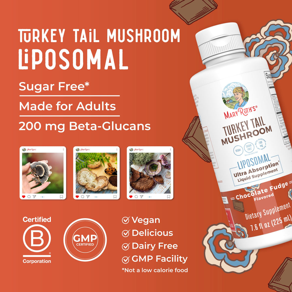Turkey Tail Mushroom Liposomal 7oz Chocolate Fudge Great Flavor Better Benefits