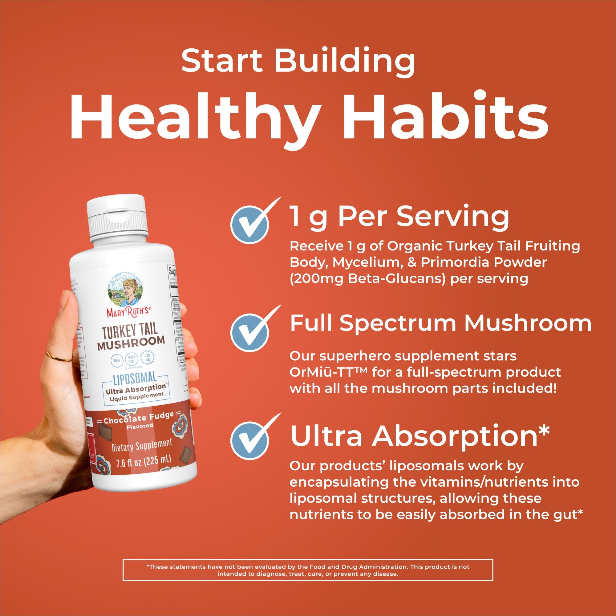 Turkey Tail Mushroom Liposomal 7oz Chocolate Fudge Healthy Habits