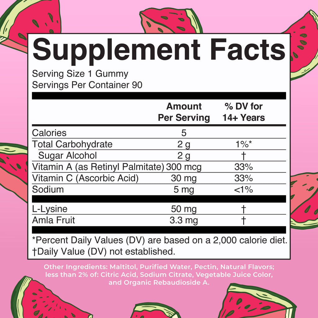 Vegan Collagen Boosting Gummies Watermelon 90CT Supplement Facts