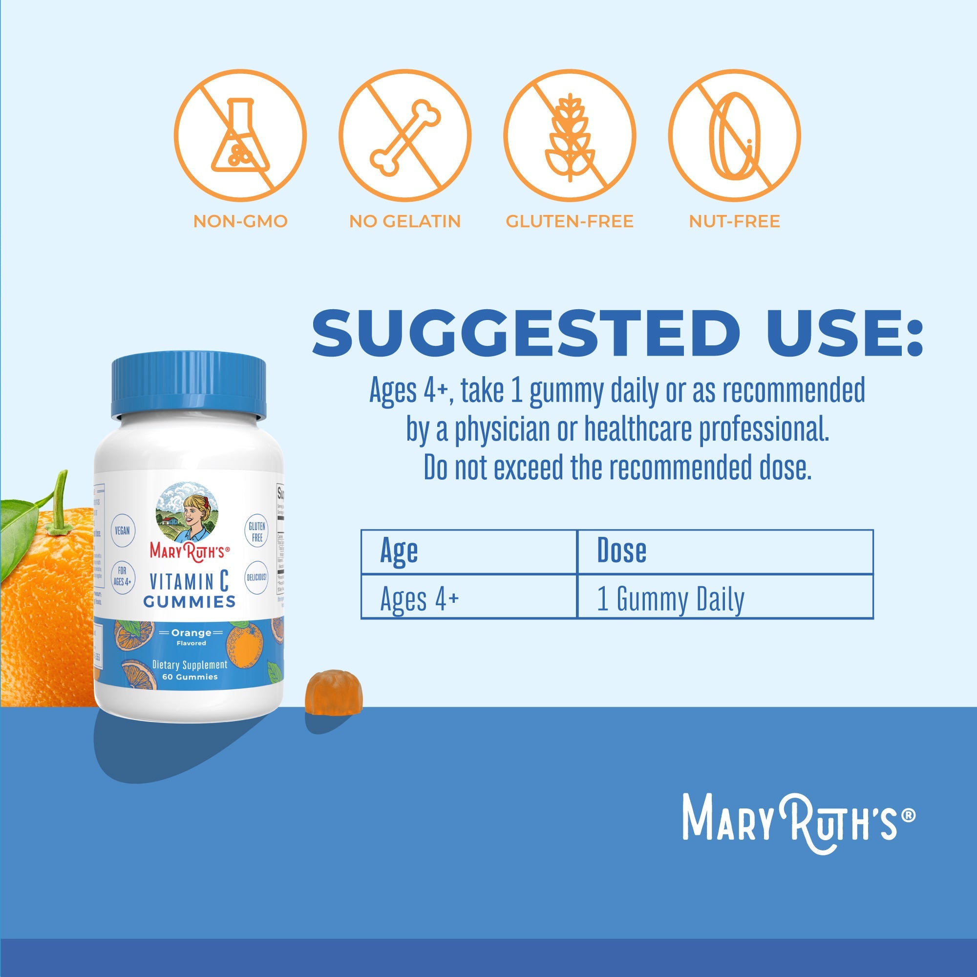 Vitamin C Gummies (Orange) 60 Count Suggested Use