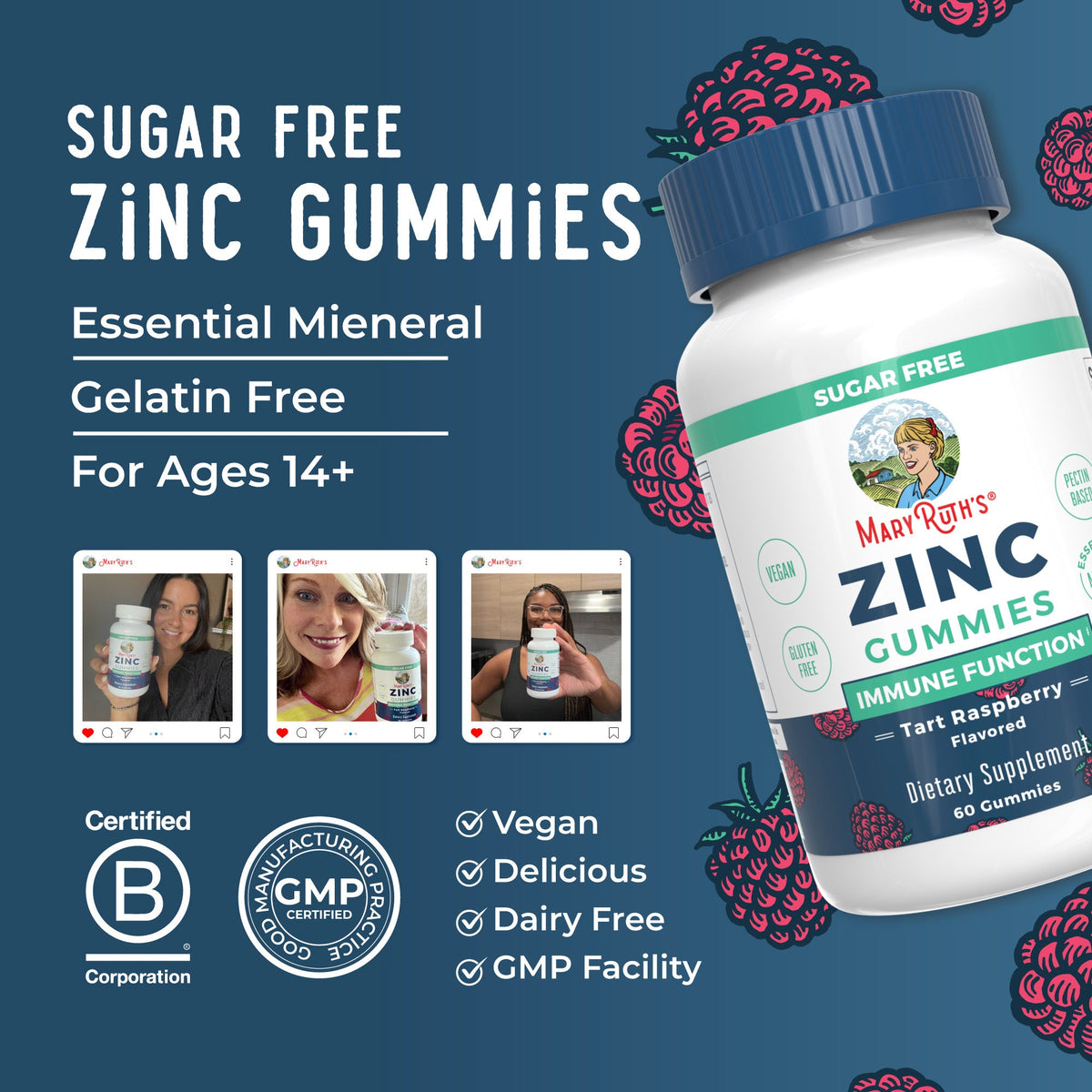 Zinc Gummies 60CT Raspberry Great Flavor Better Benefits