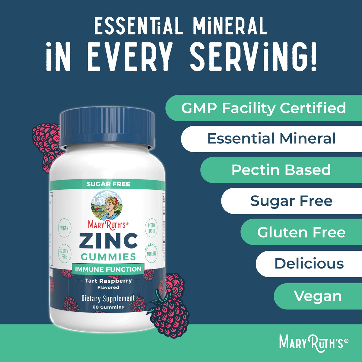 Zinc Gummies 60CT Raspberry Ingredients