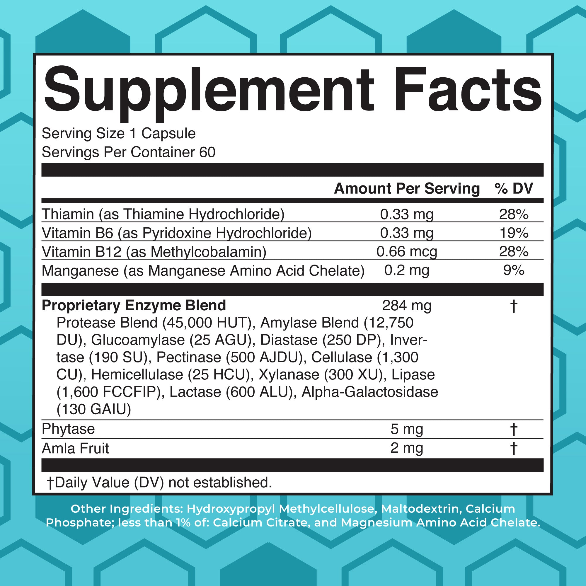 Digestive Food Enzymes Supplement Facts