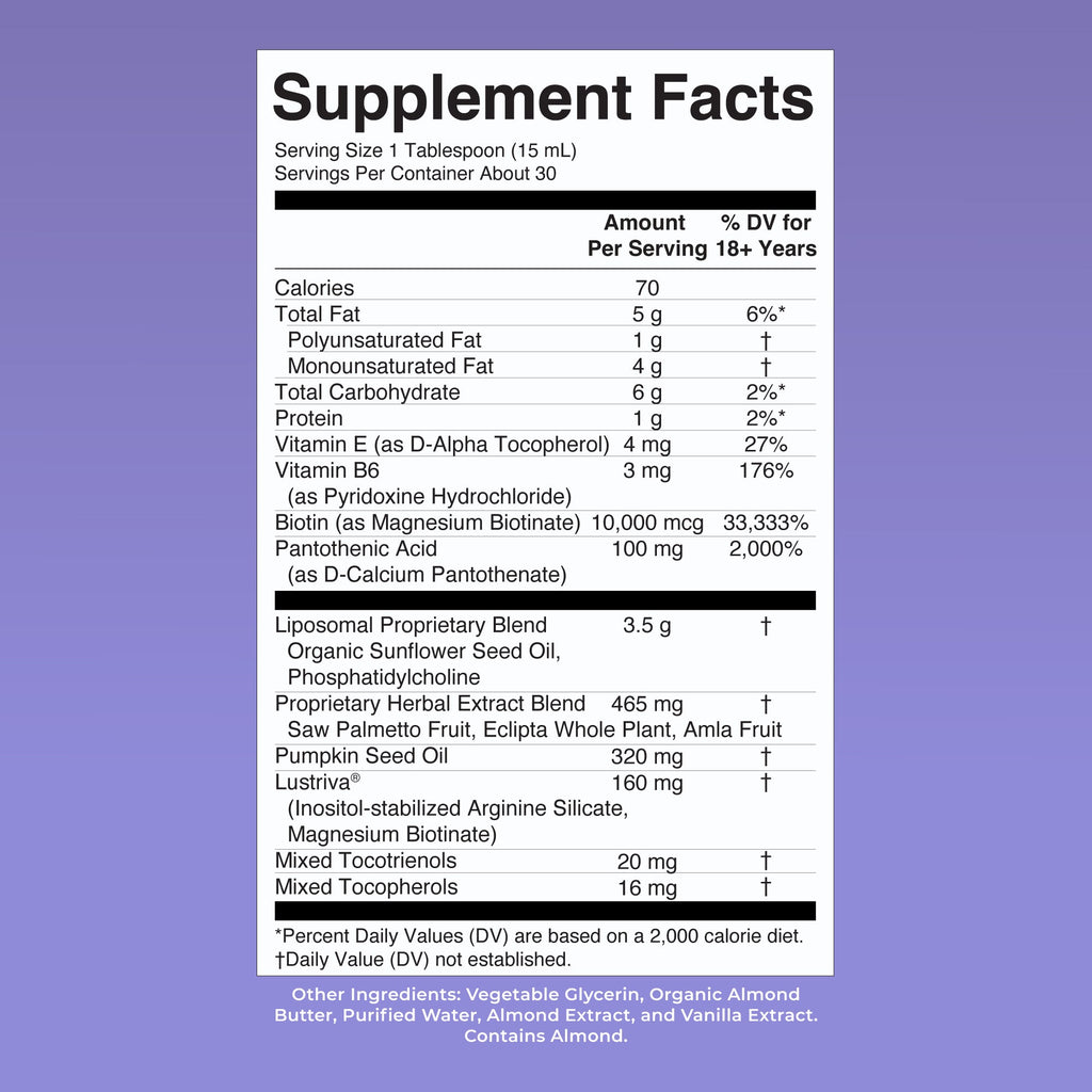 Hair Growth Max Liposomal Almond Cookie 15oz Supplement Facts