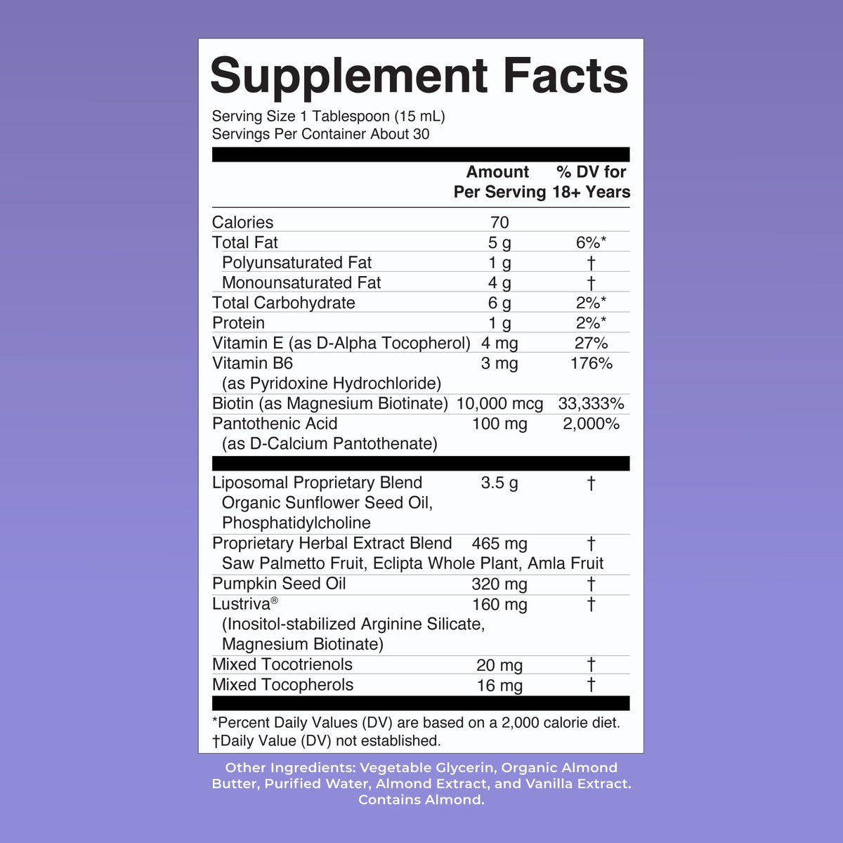 Hair Growth Max Liposomal Almond Cookie 15oz Supplement Facts