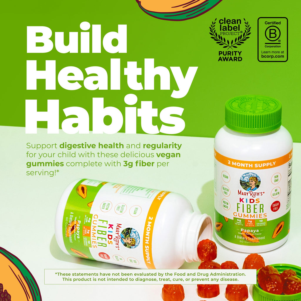 Kids Fiber Gummies Papaya 60ct Build Healthy Habits