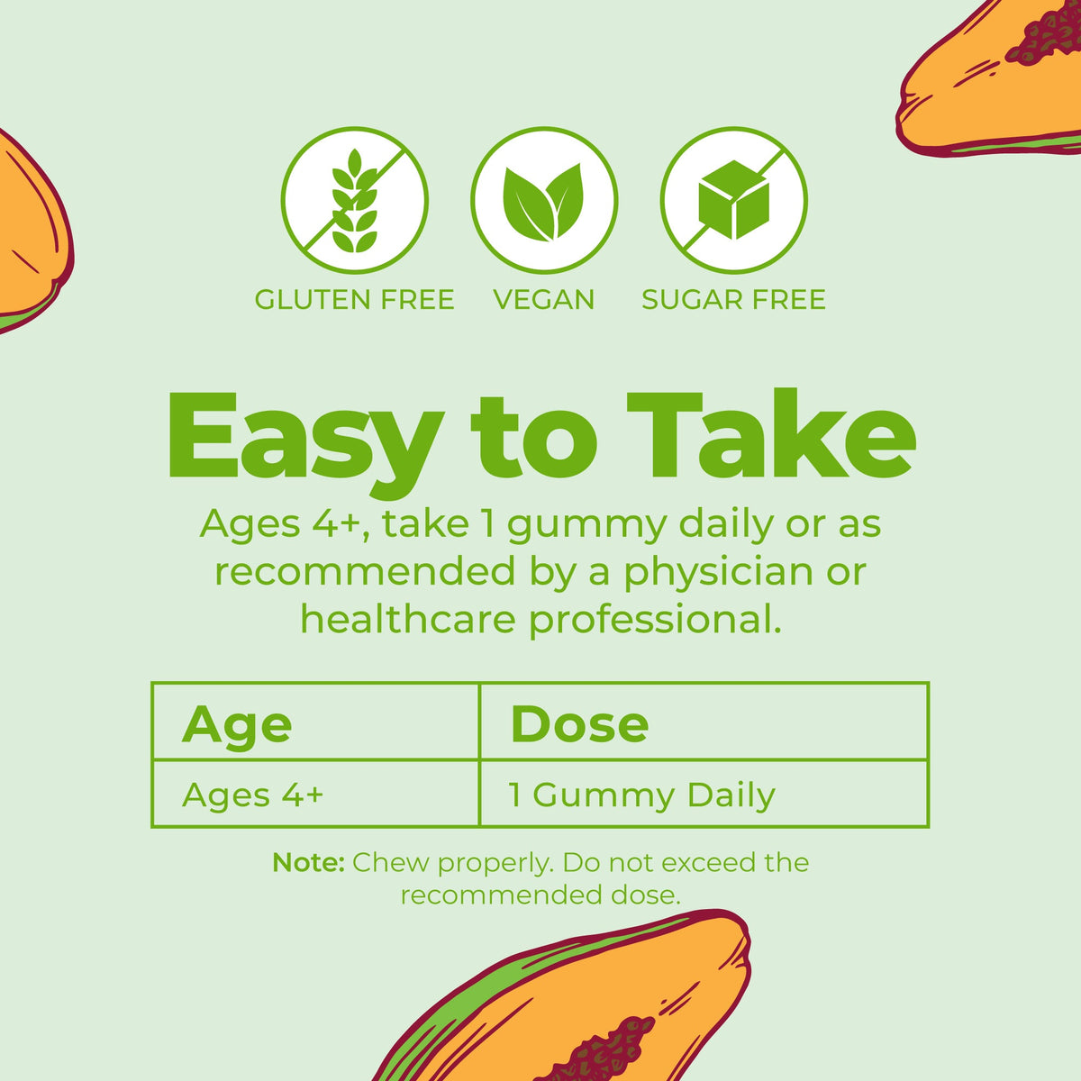 Kids Fiber Gummies Papaya 60ct Easy To Take