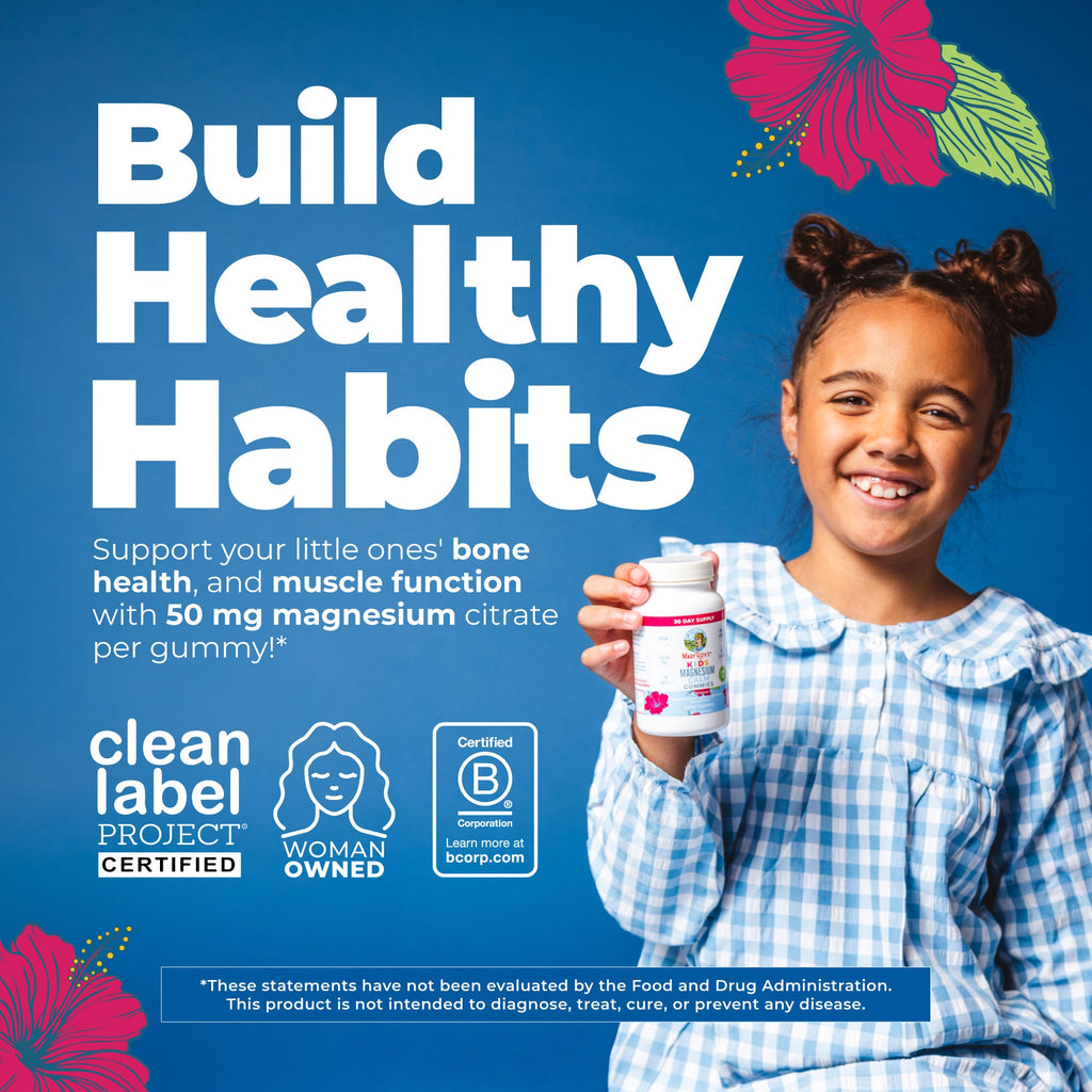 Kids Magnesium Gummies Hibiscus 60ct Build Healthy Habits