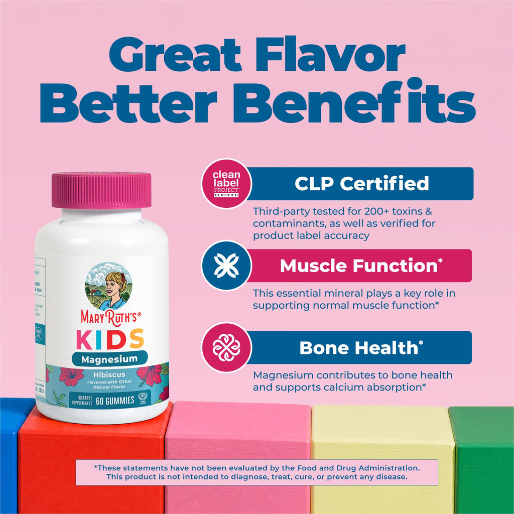 Kids Magnesium Gummies Hibiscus 60ct Great Flavor Better Benefits