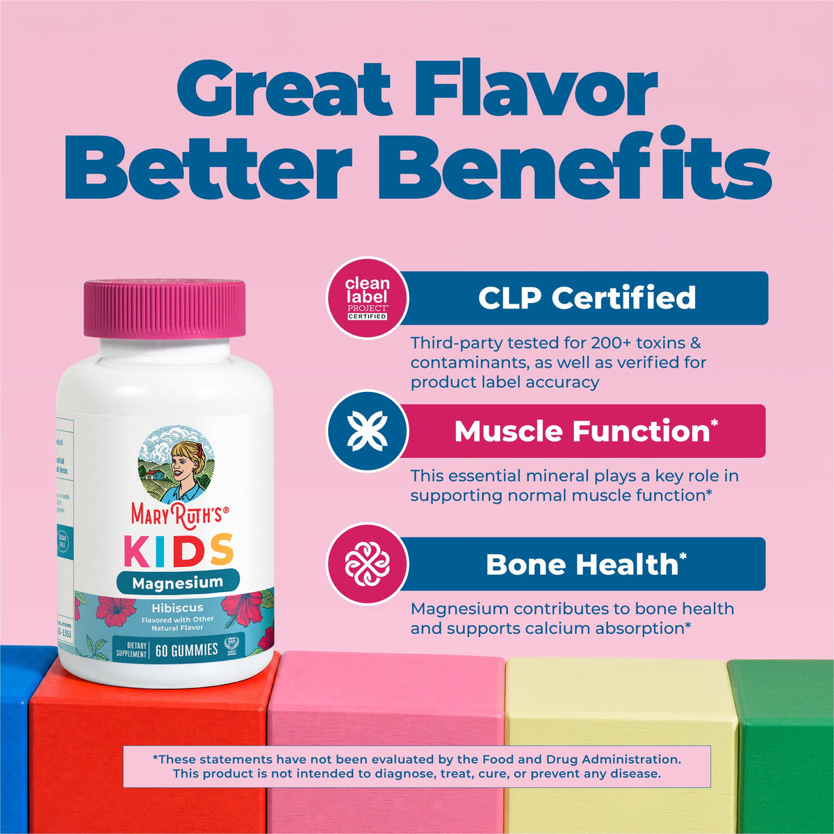 Kids Magnesium Gummies Hibiscus 60ct Great Flavor Better Benefits