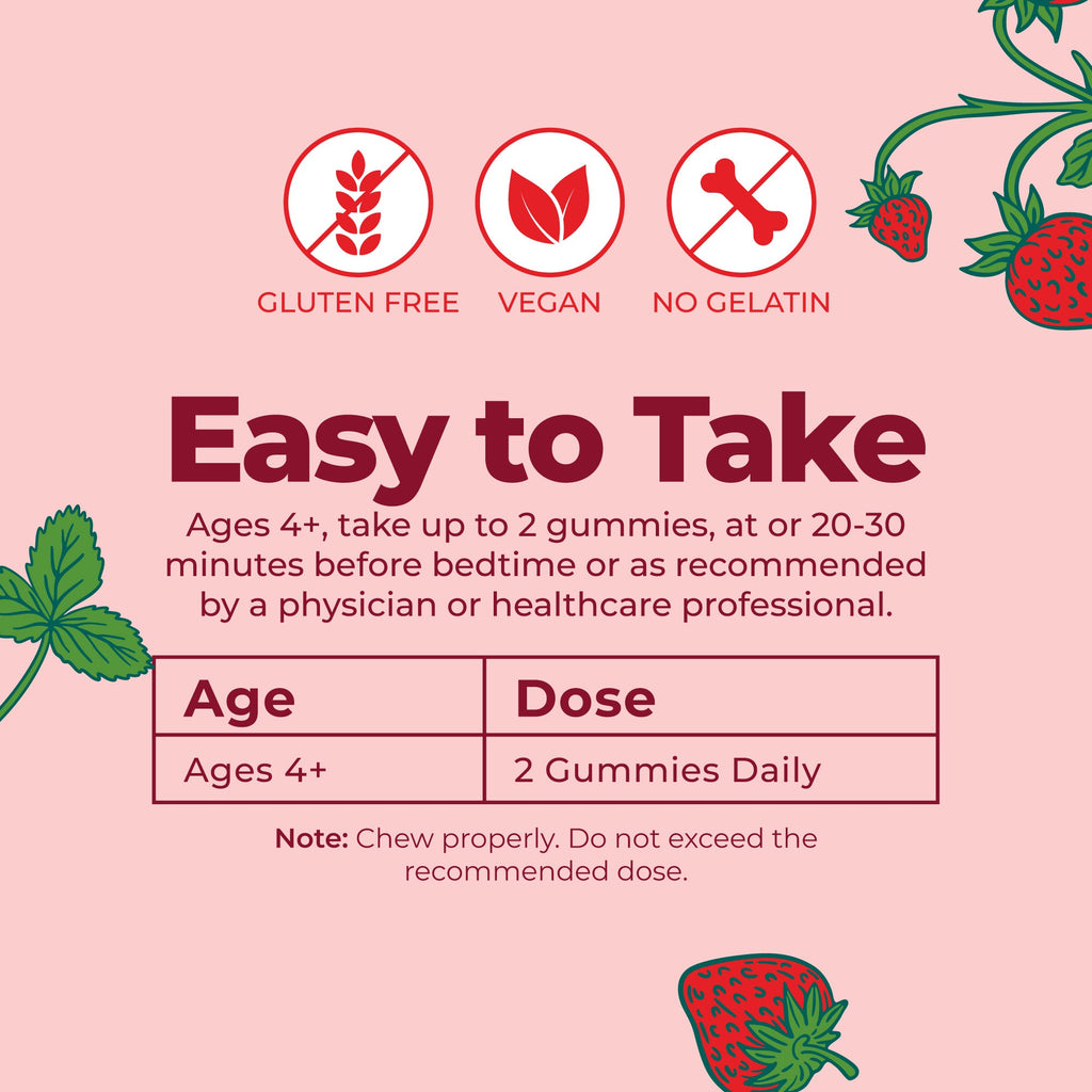 Kids Nighttime Gummies Strawberry 60CT Easy To Take