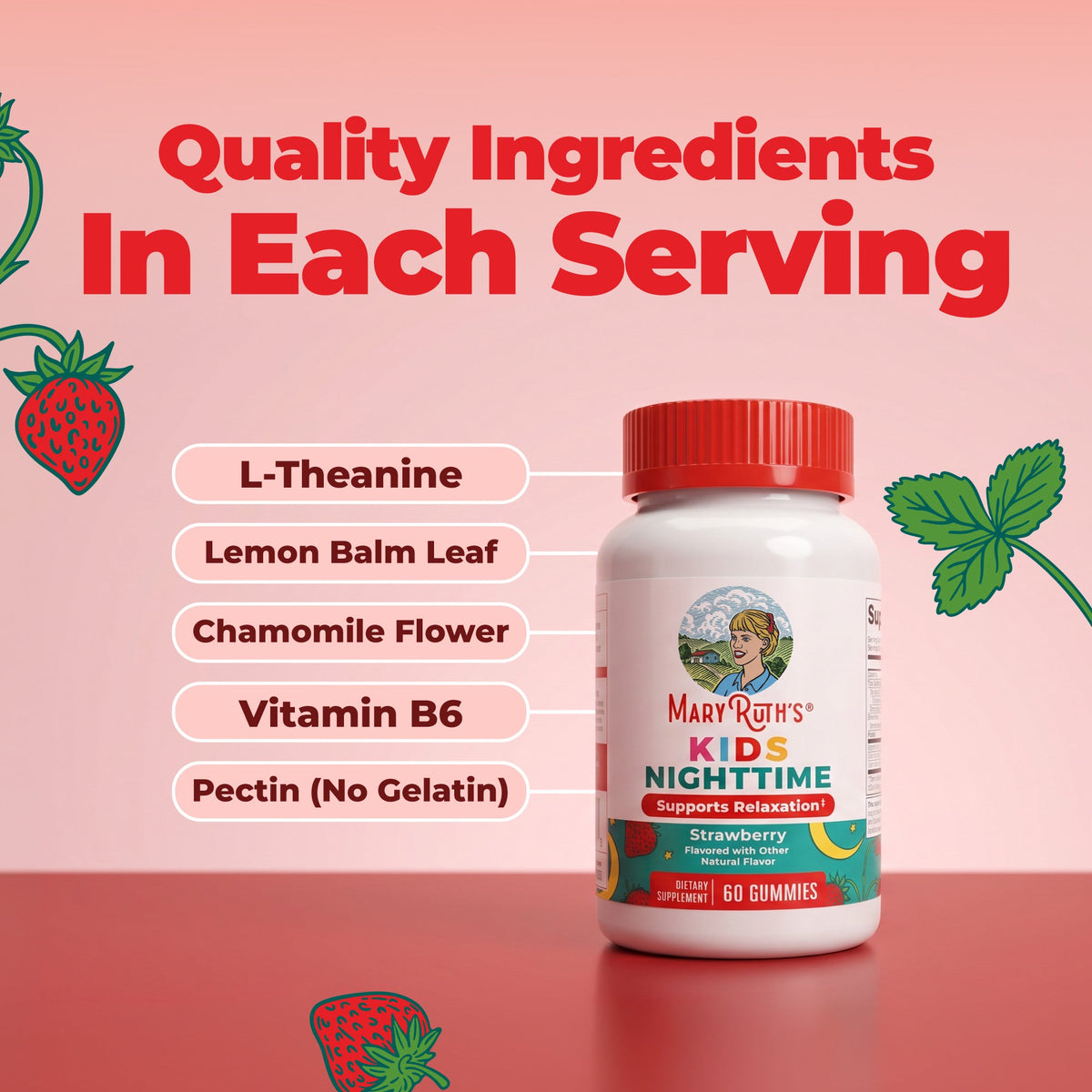 Kids Nighttime Gummies Strawberry 60CT Ingredients