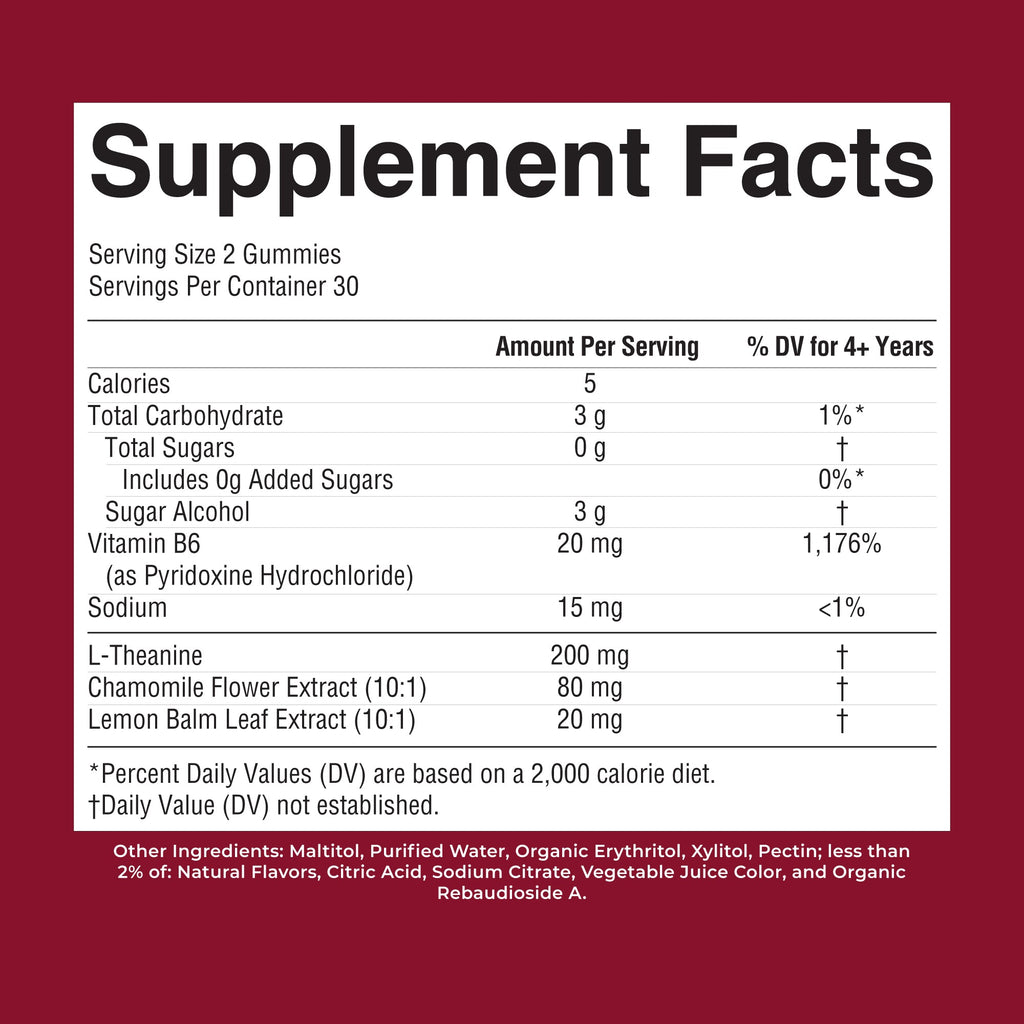 Kids Nighttime Gummies Strawberry 60CT Supplement Facts