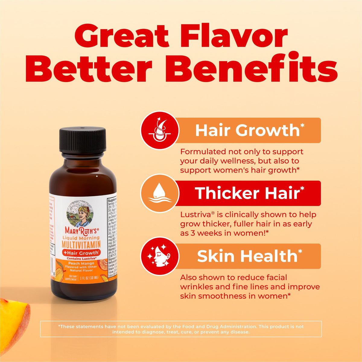 Liquid Morning Multivitamin + Hair Growth Travel Pack Peach Mango 1oz Great Flavor Better Benefits