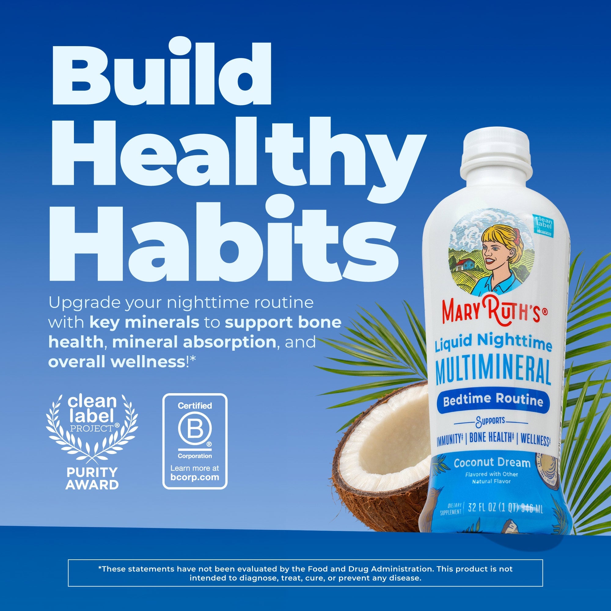 Liquid Nighttime Multimineral (Coconut) 32oz Build Healthy Habits