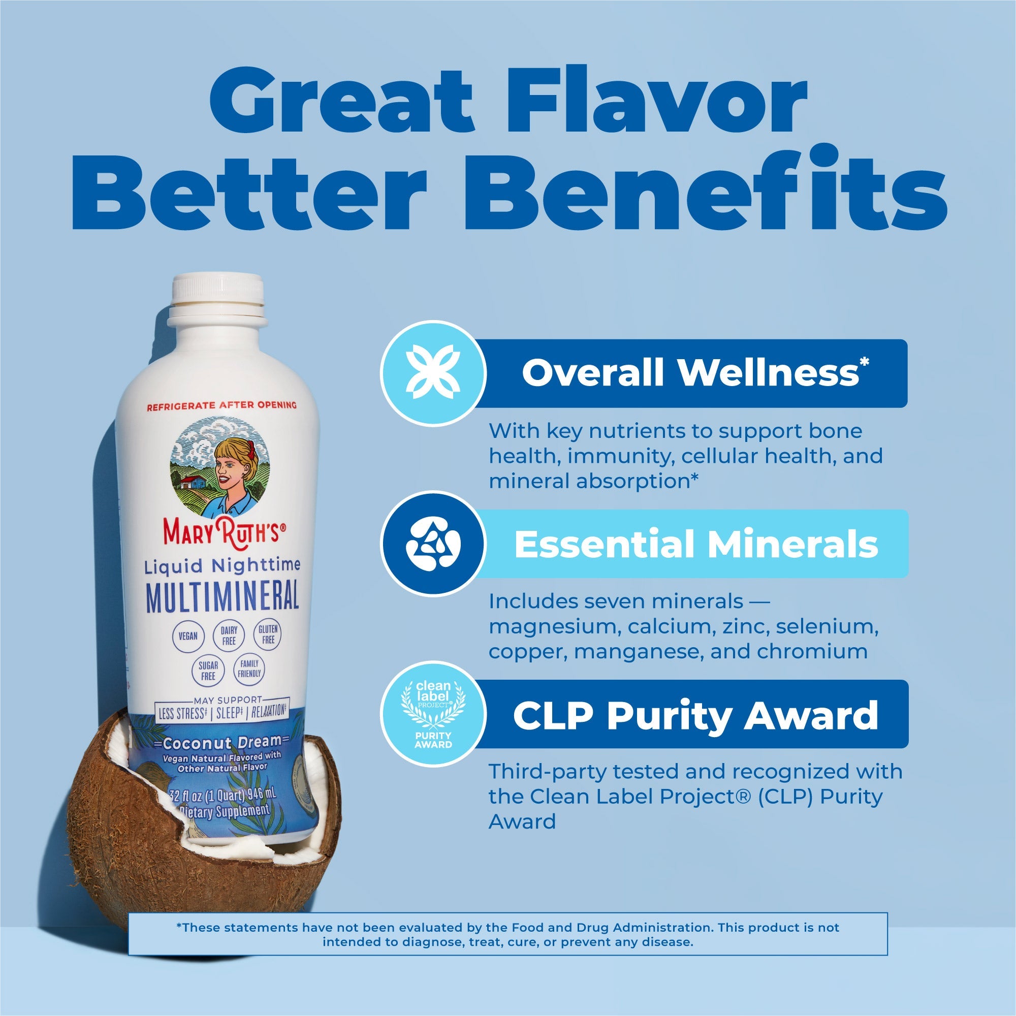 Liquid Nighttime Multimineral (Coconut) 32oz Great Flavor Better Benefits