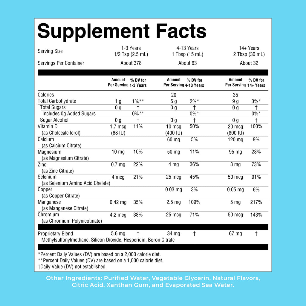 Liquid Nighttime Multimineral (Coconut) 32oz Supplement Facts