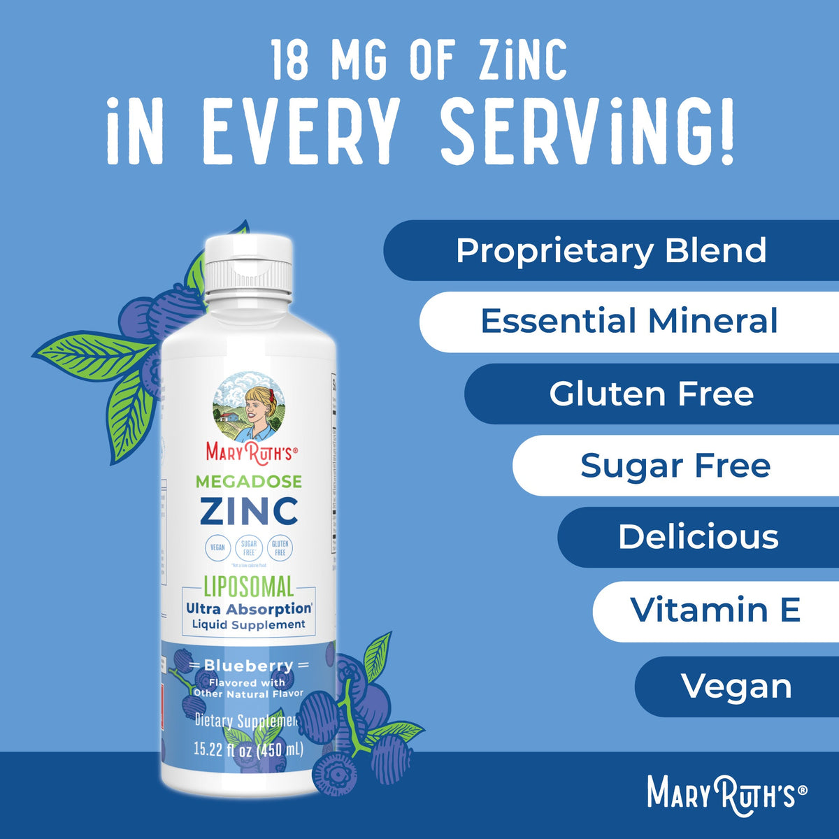 Megadose Zinc Liposomal 15oz Blueberry Ingredients