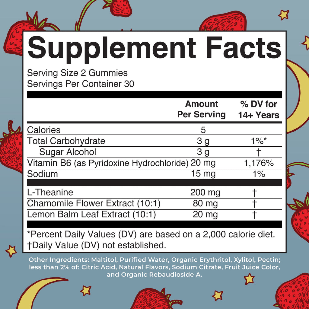 Melatonin Free Sleep Gummies 60ct Supplement Facts