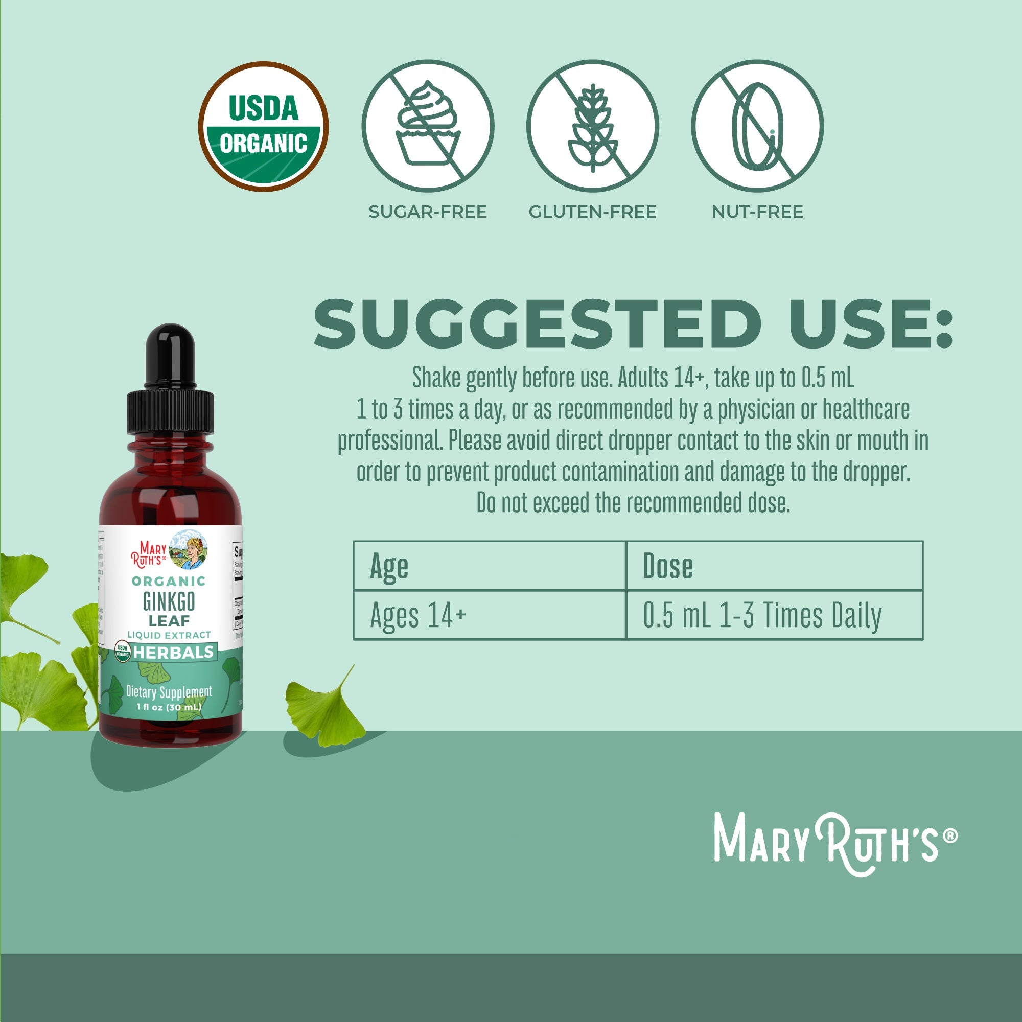 Organic Ginkgo Leaf Liquid Drops Suggested Use
