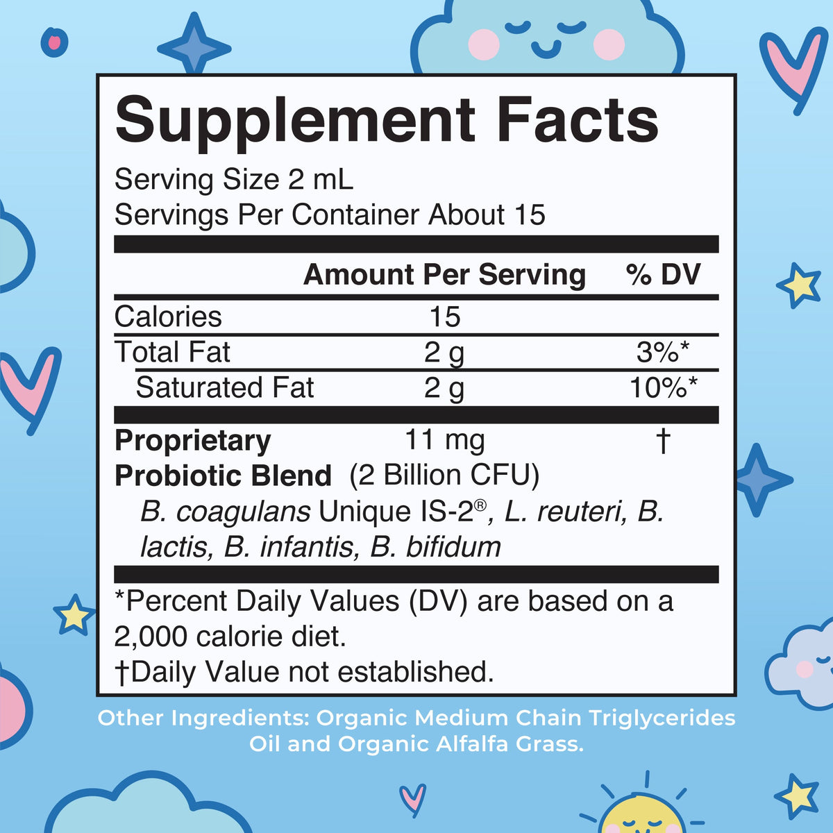 Organic Kids Liquid Probiotic Supplement Facts