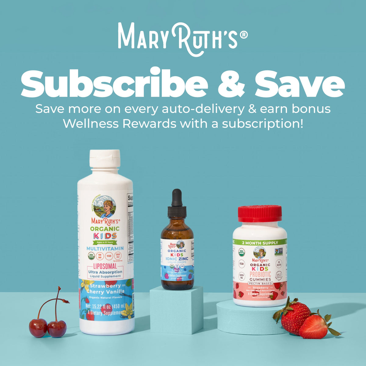Organic Kids Multivitamin Liposomal Strawberry Cherry Vanilla 15oz Subscribe & Save