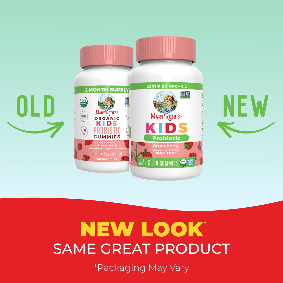 Organic Kids Probiotic Gummies Strawberry 60ct New Look