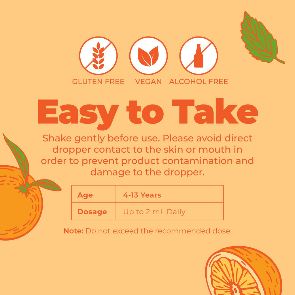 Organic Kids Vitamin C Liquid Drops Orange Vanilla 2oz Easy To Take