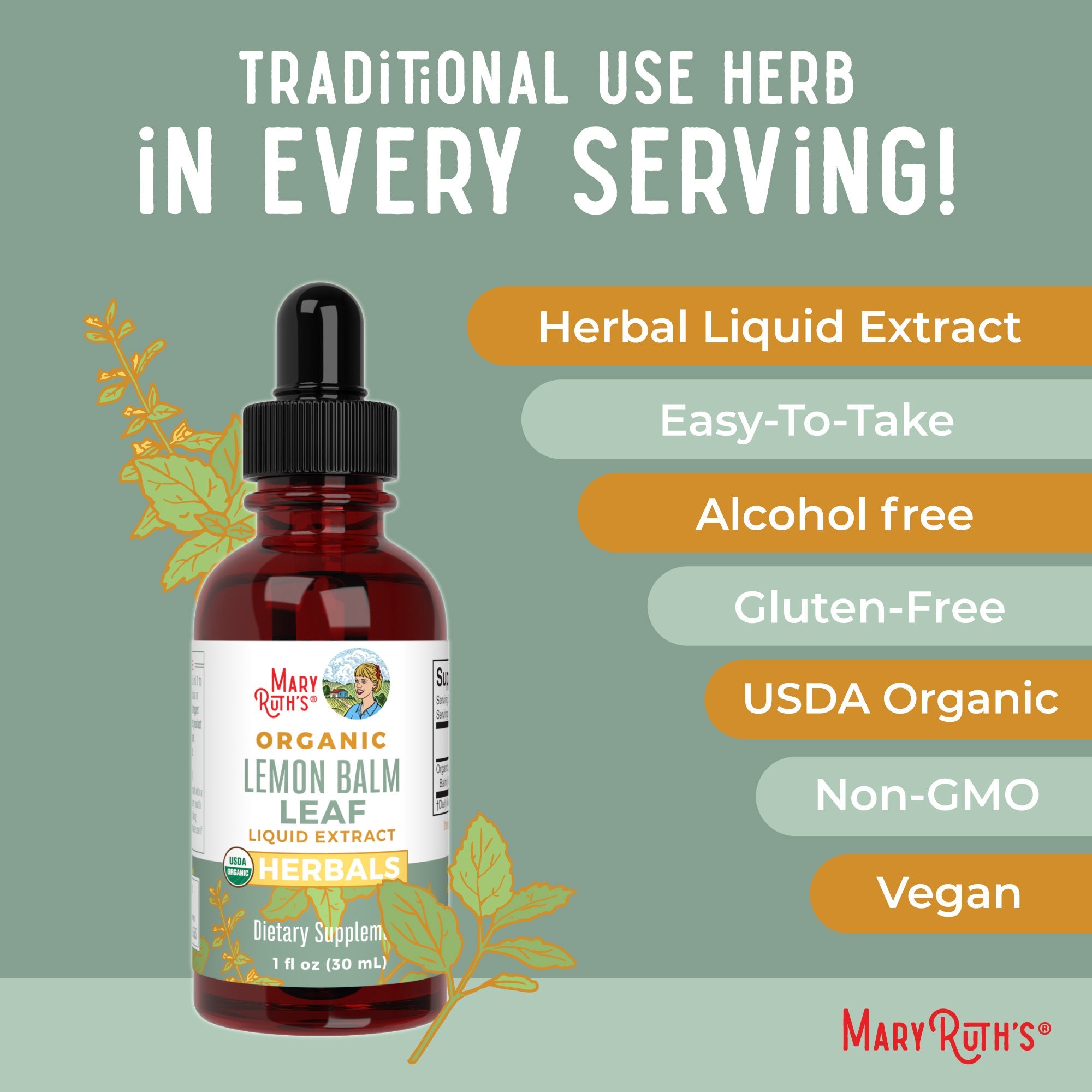 Organic Lemon Balm Leaf Liquid Drops Ingredients