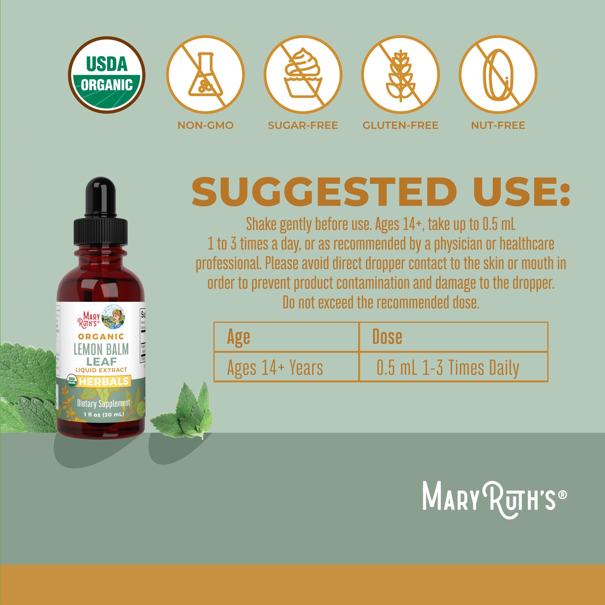 Organic Lemon Balm Leaf Liquid Drops Suggested Use