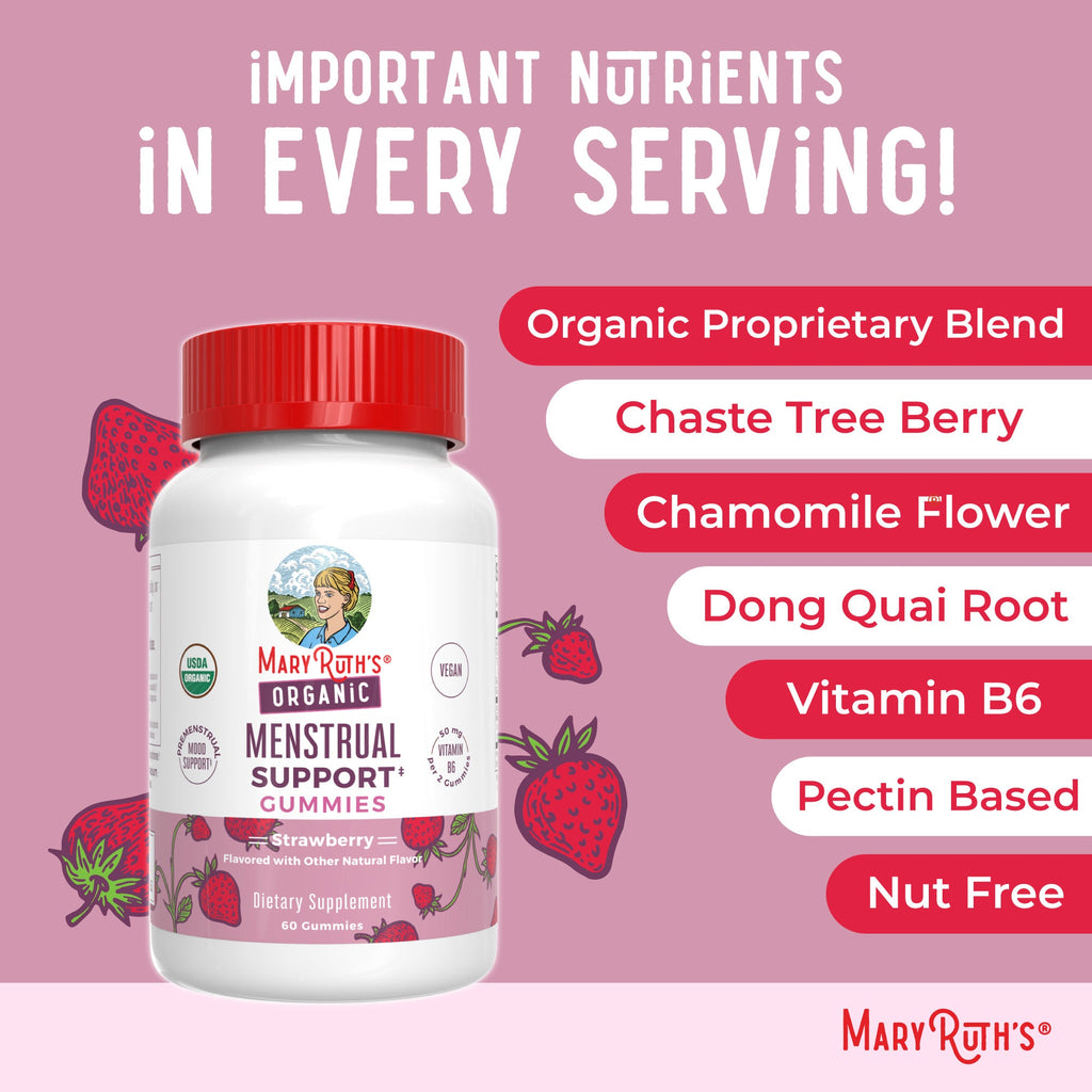 Organic Premenstrual Support Gummies Strawberry 60ct Ingredients