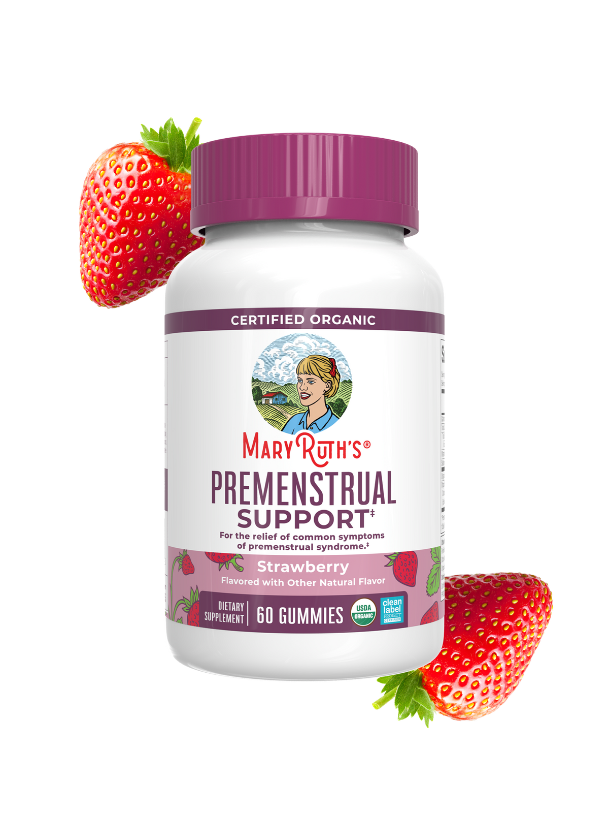 Organic Premenstrual Support Gummies Strawberry 60ct