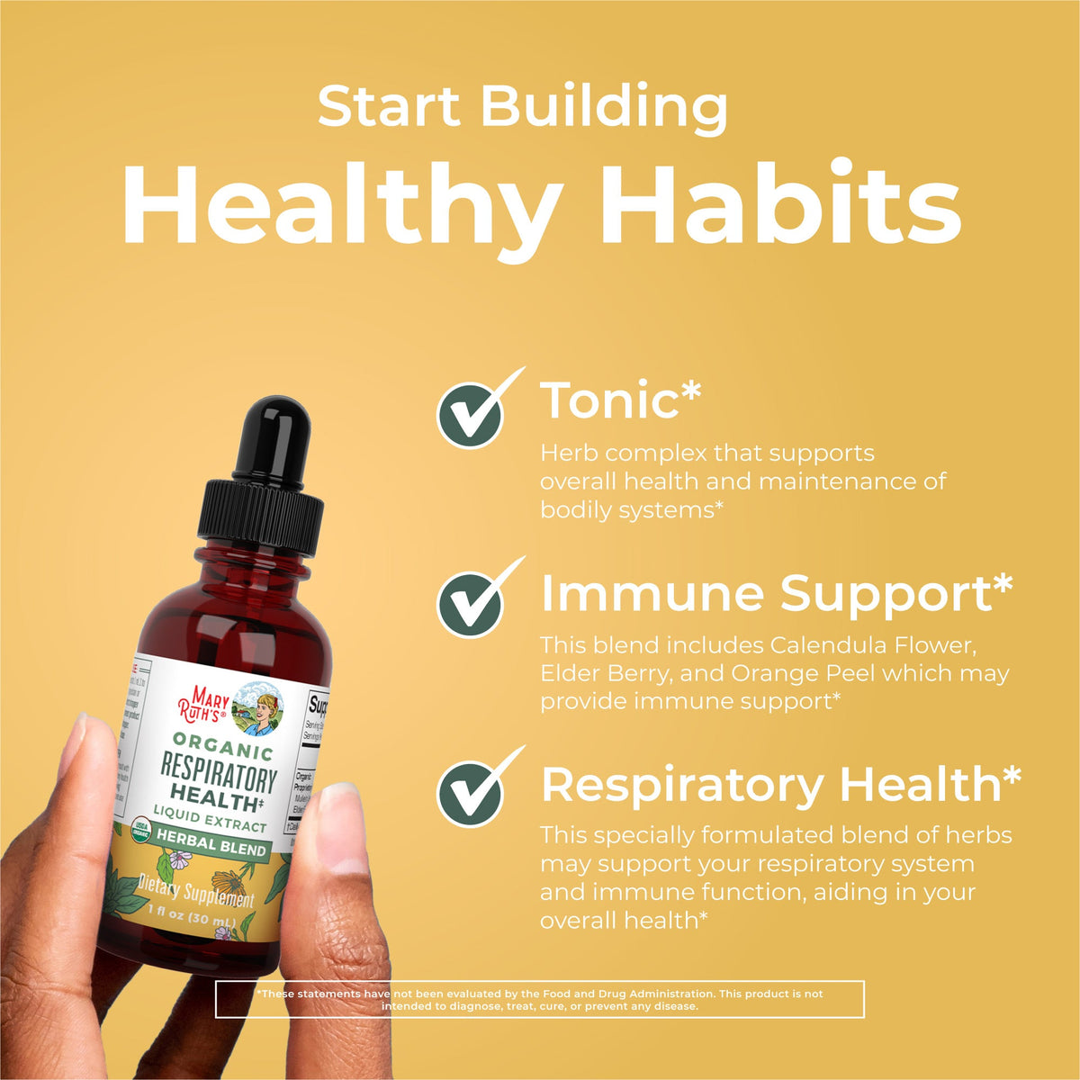 Organic Respiratory Health Herbal Blend Liquid Drops Healthy Habits